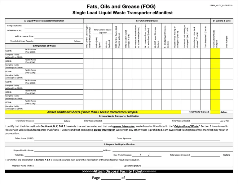 certification of miami for grease trap cleaning