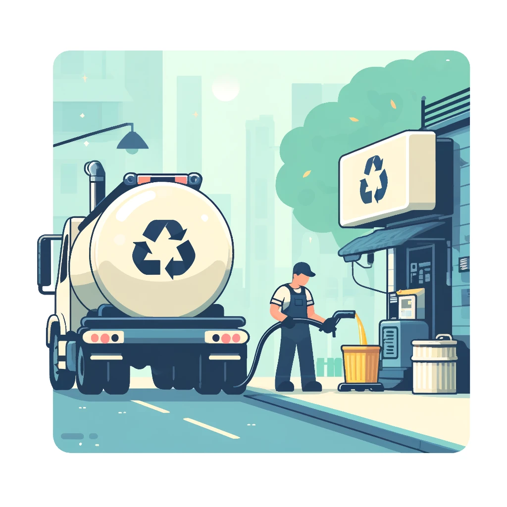 service technician pumping out oil